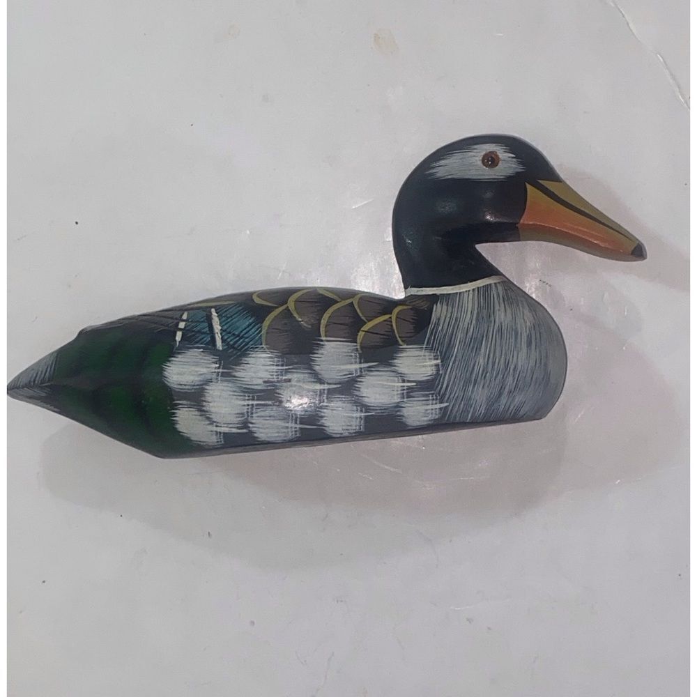 VTG,HAND CRAVED PAINTED WOODEN MALLARD DUCK HOME DECOR